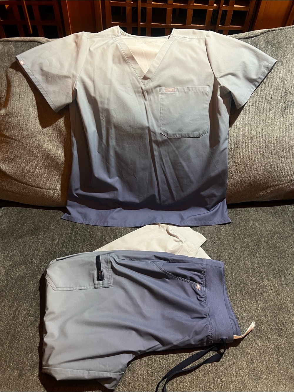 Figs Women’s Ombré Grey to Blue V-Neck Scrub Set